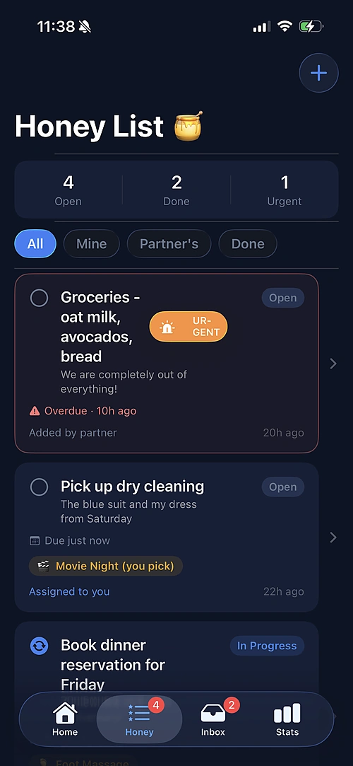 SpouseDash Honey List